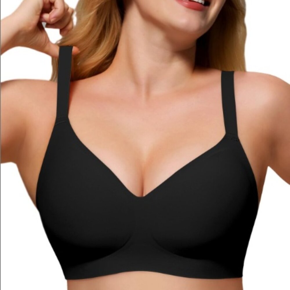 As Fairy Brand Bra Wireless Comfort Support Black Seamless NWT 36DD